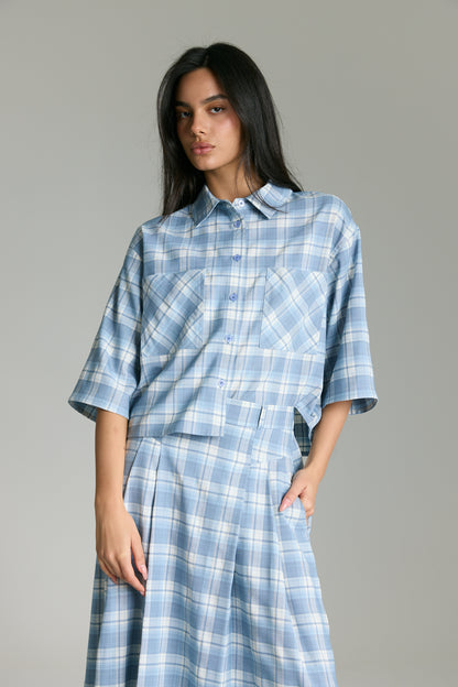 חולצה משובצת קרופ