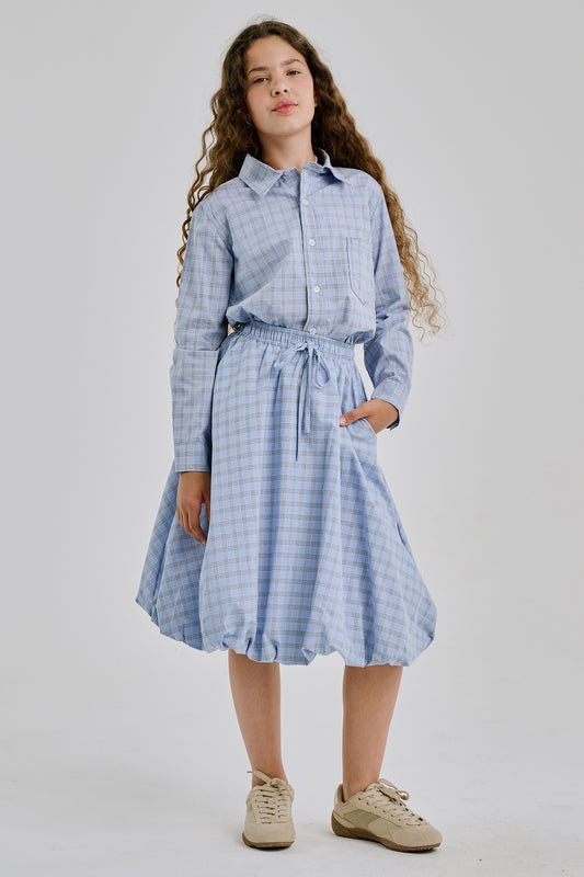 חצאית בלון משובץ