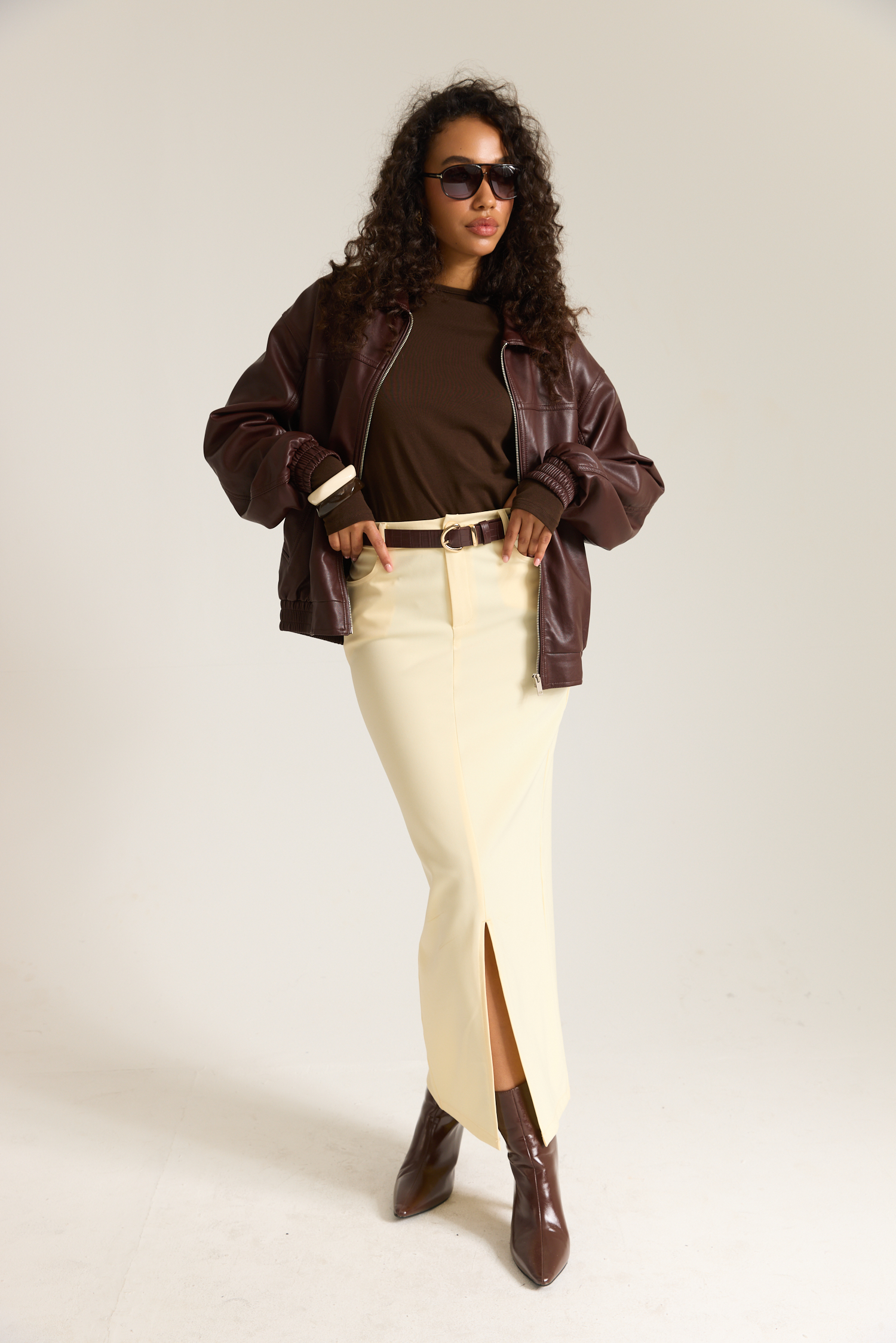 חצאית אלגנטית קייסי - בננה, L