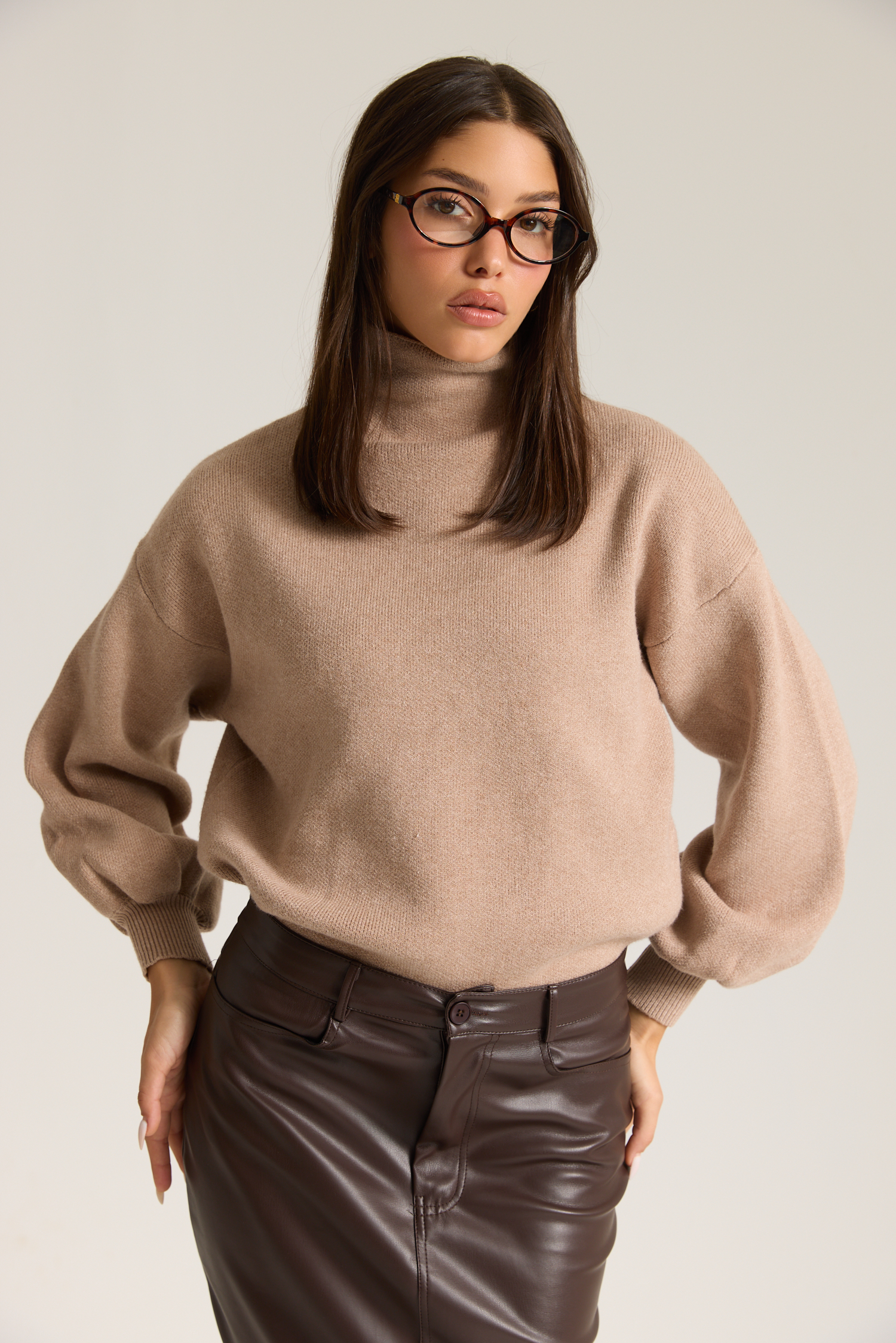 חולצת גולף סריג - אבן