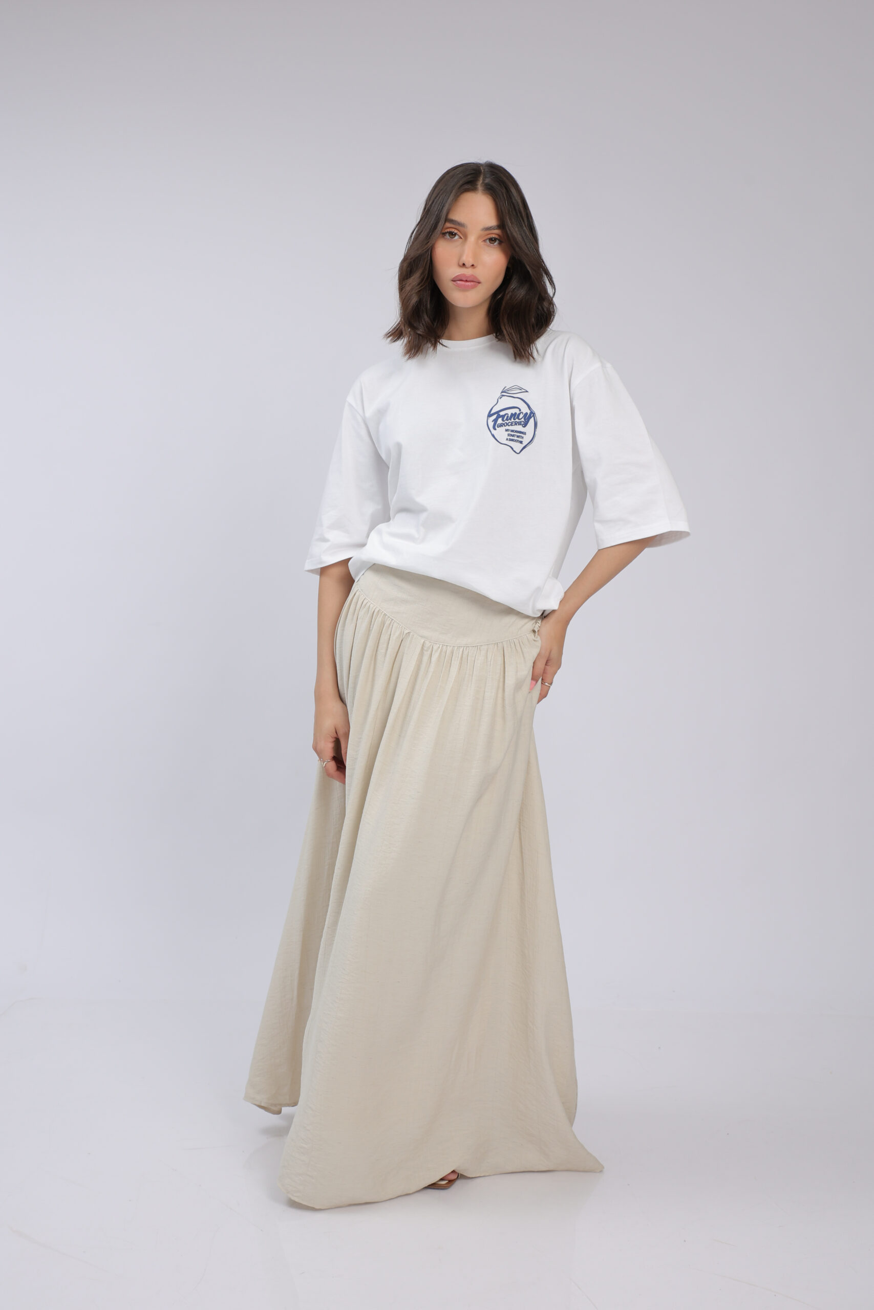 חצאית מקסי - אבן