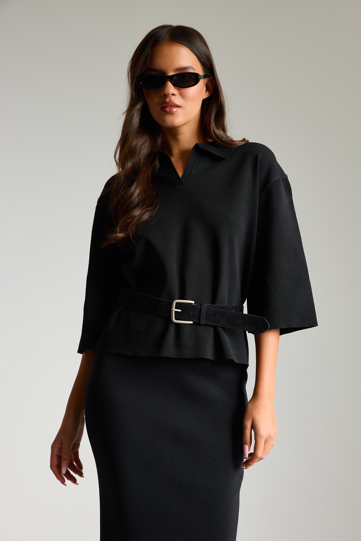 חולצת סריג עם צווארון