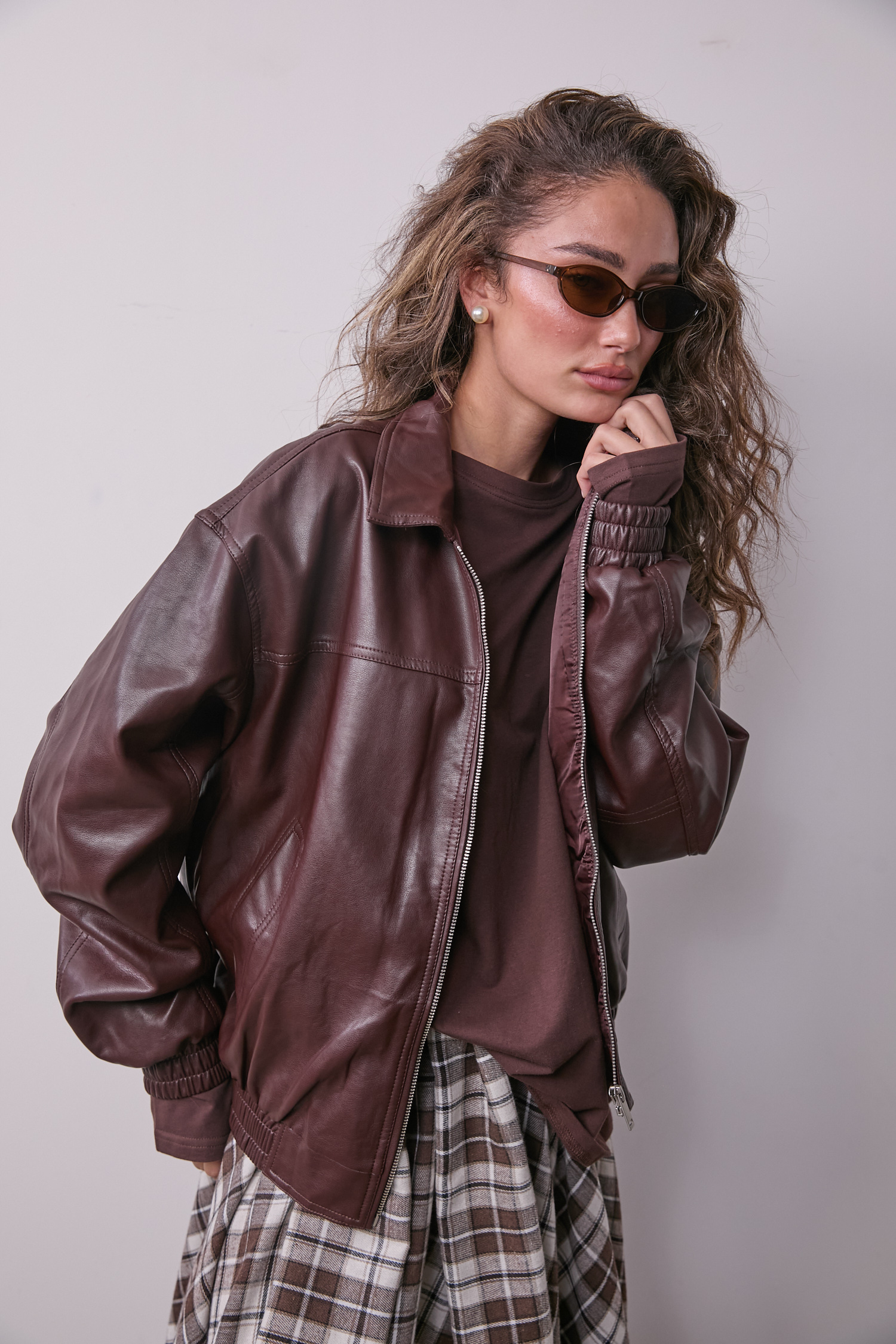 ג'קט דמוי עור - בורדו