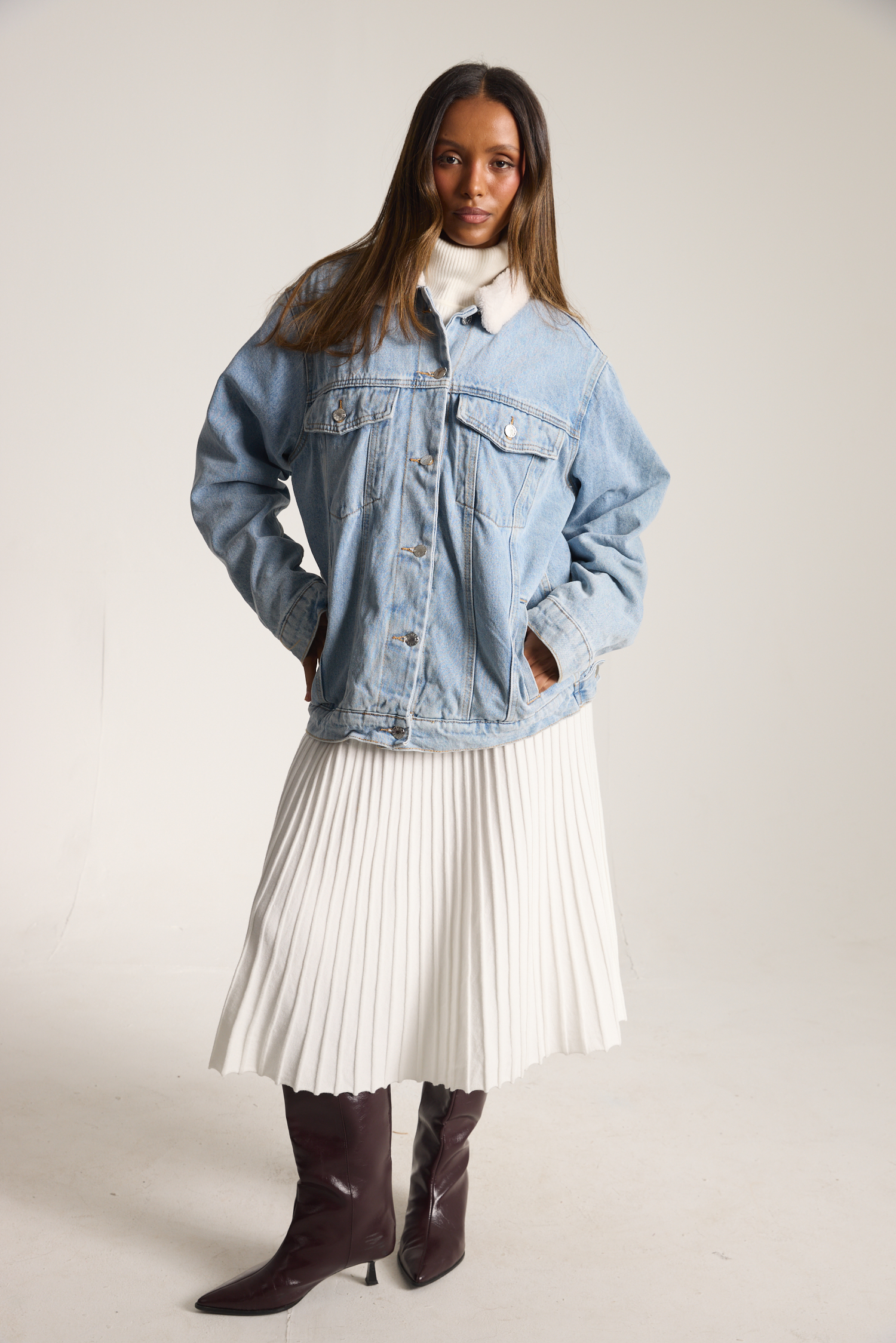 חצאית סריג - לבן